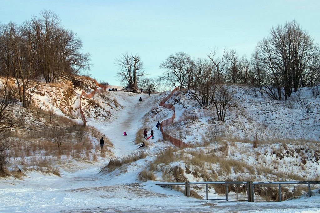 Sledding at Indiana Dunes State Park